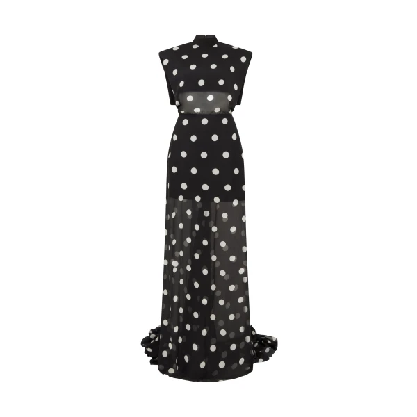 David Koma Polka-Dot Printed Open Back Gown