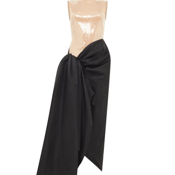 David Koma Sequin Top And Draped Skirt Midi Dress