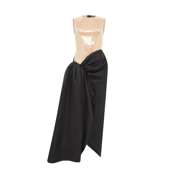 David Koma Sequin Top And Draped Skirt Midi Dress
