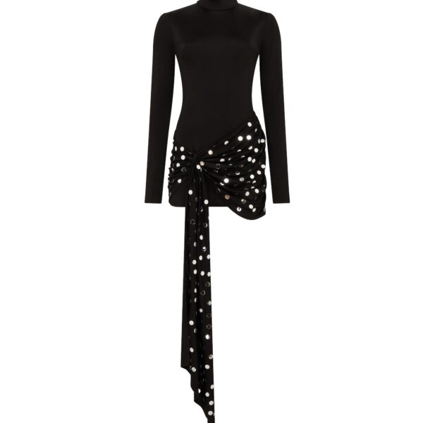 David Koma Silver Polka-Dots Overlay Mini Dress