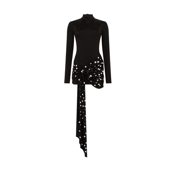 David Koma Silver Polka-Dots Overlay Mini Dress