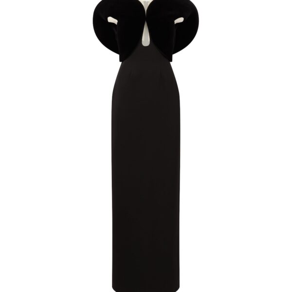 David Koma Velvet Circular Sleeve And Satin Gown