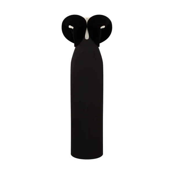 David Koma Velvet Circular Sleeve And Satin Gown
