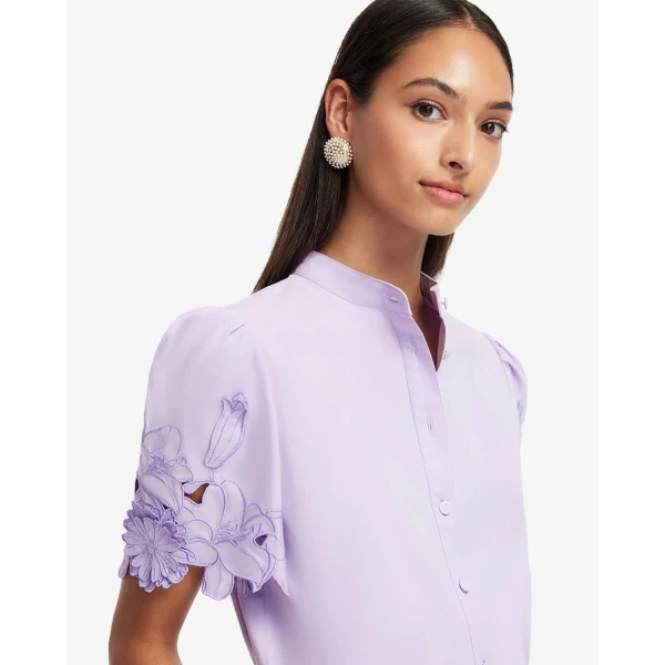 Leo Lin Lilac Tops Premium cotton appliqué top