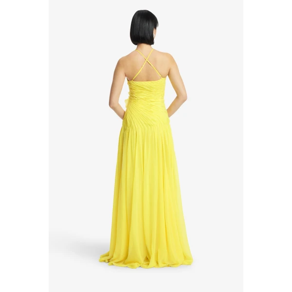 Leo Lin Yellow Dresses Premium ruched gown