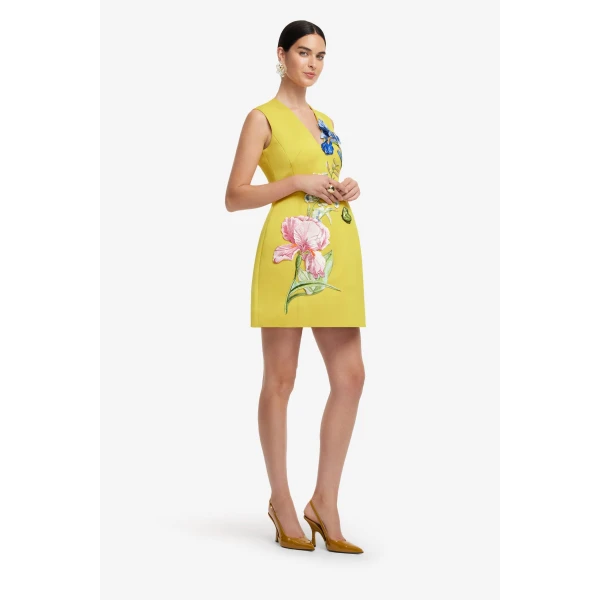 Full lining - V Neck Embroidery Mini Dress from Coveti