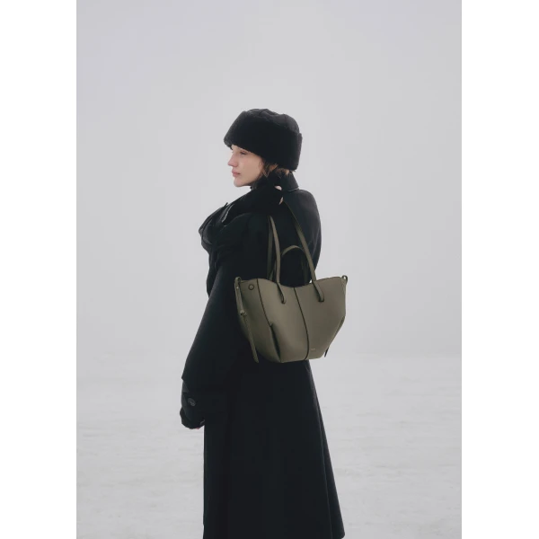 Polene Cyme Mini Edition Textured Smoky Green Bag, view 2