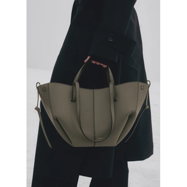 Polene Cyme Mini Edition Textured Smoky Green Bag, view 3