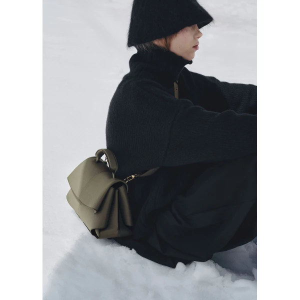 Polene Mokki Edition Textured Smoky Green Bag, view 4