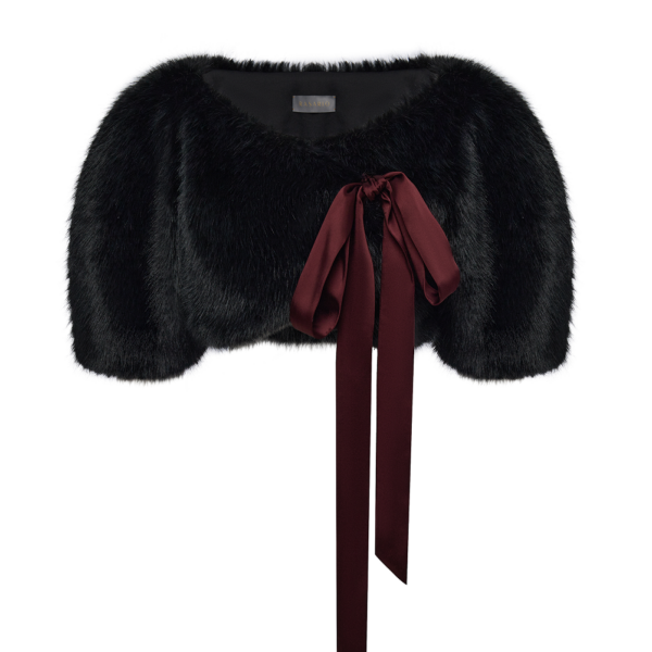 Rasario Cropped Faux Fur – couture evening dress