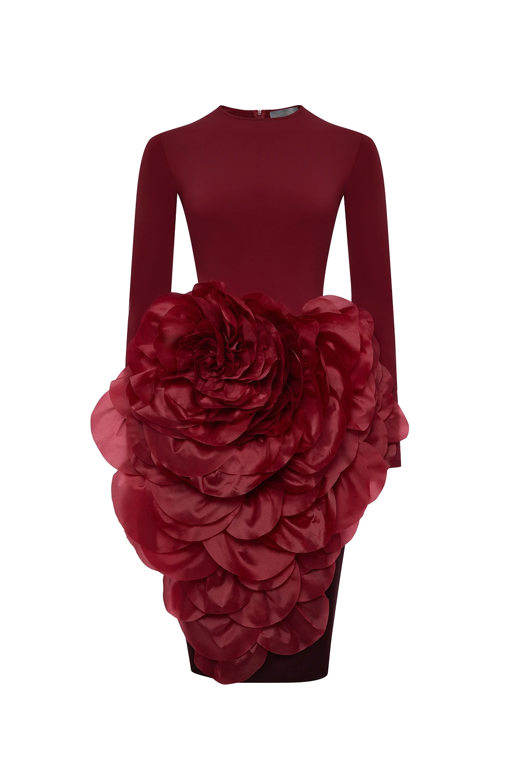 Rasario Knit Midi Dress With A Silk Organza Flower Rasario Midi Dress – couture evening dress