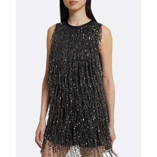 Safiyaa Amal Short Dress in Black with Gunmetal, view 4