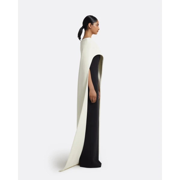 Safiyaa Azrael Long Dress & Maddox Harness in Ivory & Black, view 5