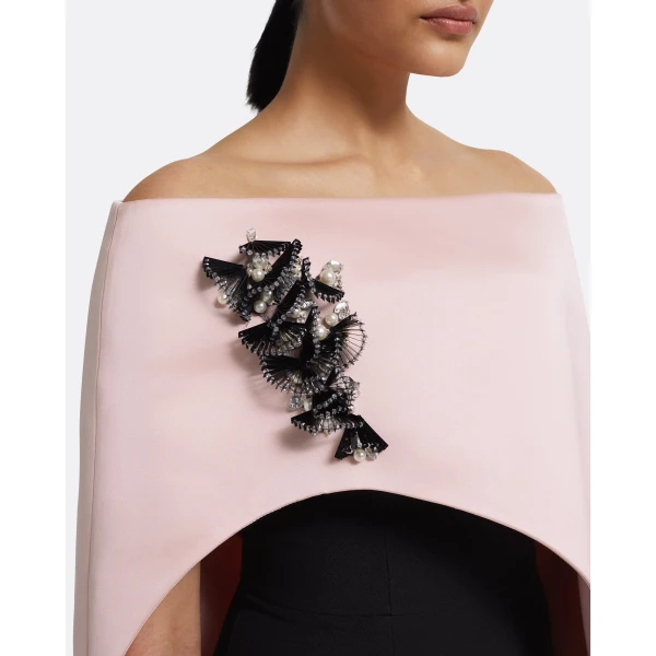 Safiyaa Azrael Long Dress & Maddox Harness in Lotus Bloom With Black Pearl, view 4
