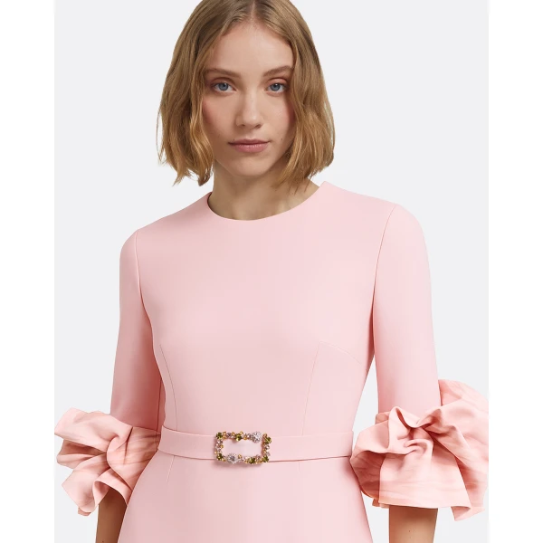 Safiyaa Belen Long Dress in Lychee with Embellished Belt, view 3