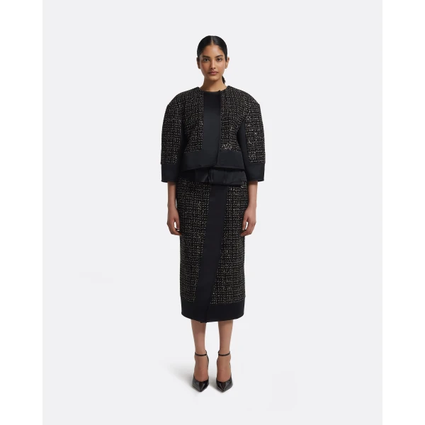 Safiyaa Chaya Jacket in Black on Black & Gold, view 3