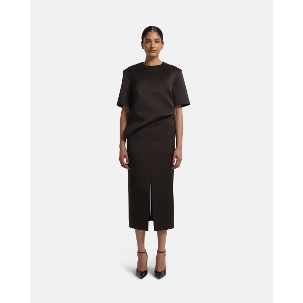 Safiyaa Grainee Skirt in Peat Brown, view 2