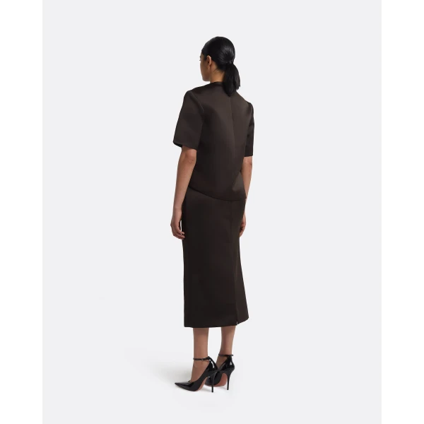 Safiyaa Grainee Skirt in Peat Brown, view 3