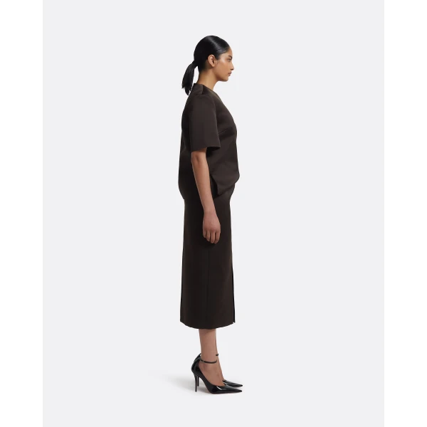 Safiyaa Grainee Skirt in Peat Brown, view 5