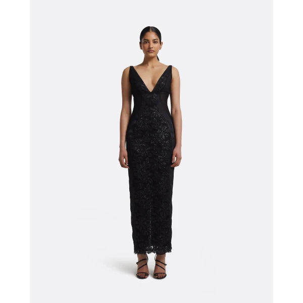 Safiyaa Kaya Midi Dress in Black, view 2