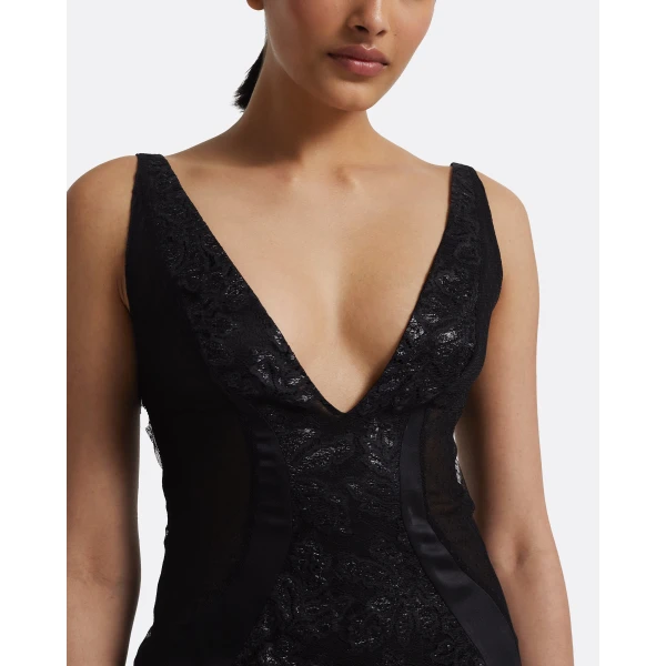 Safiyaa Kaya Midi Dress in Black, view 4