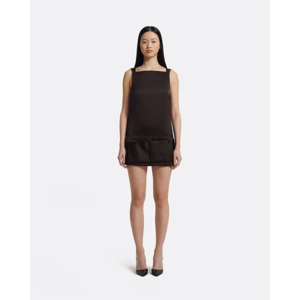 Safiyaa Kimora Short Dress in Peat Brown, view 2