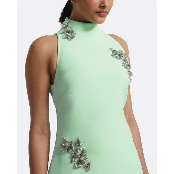 Safiyaa Priscilla Long Dress in Brook Green with Silver, view 4