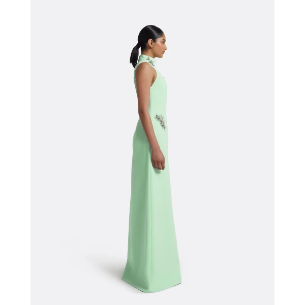 Safiyaa Priscilla Long Dress in Brook Green with Silver, view 5
