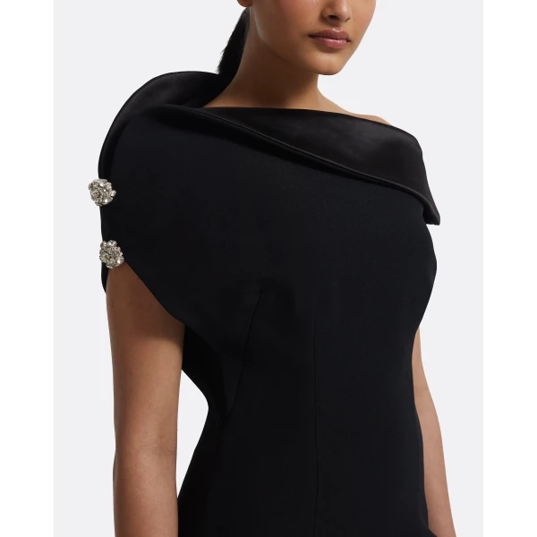 Safiyaa Reina Dress in Black with Crystal, view 4
