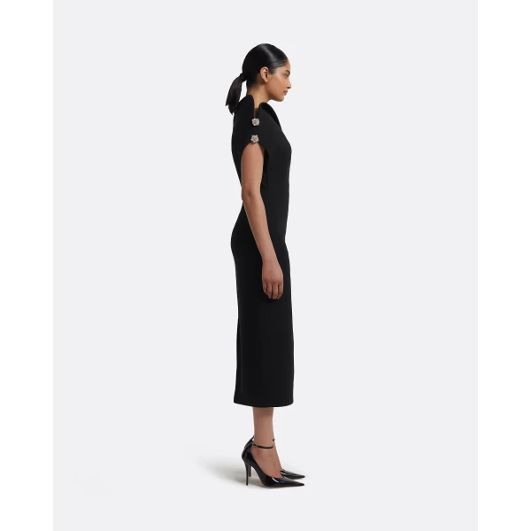 Safiyaa Reina Dress in Black with Crystal, view 5