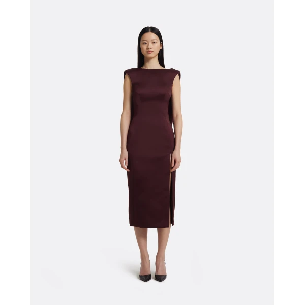 Safiyaa Rika Midi Dress in Wine, view 2