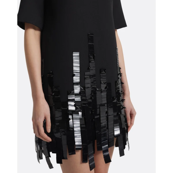 Safiyaa Ripley Short Dress in Black with Black, view 4