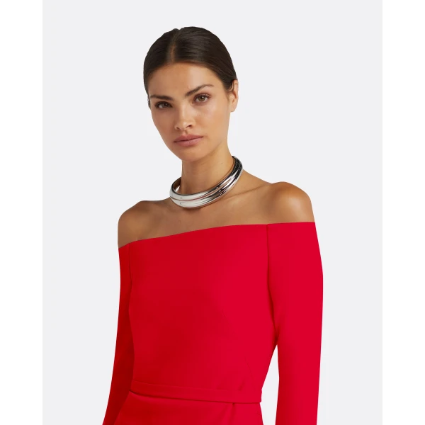 Safiyaa Rory Cherry Red Long Dress, view 4