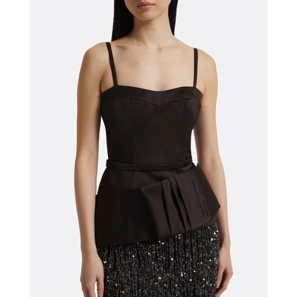 Safiyaa Sorai Long Dress in Peat Brown on Black, view 4