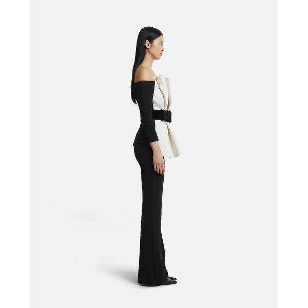 Safiyaa Yuka Top in Ivory On Black, view 6