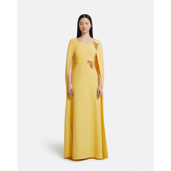 Safiyaa Yuna Long Dress in Aspen Gold with Gold, view 2
