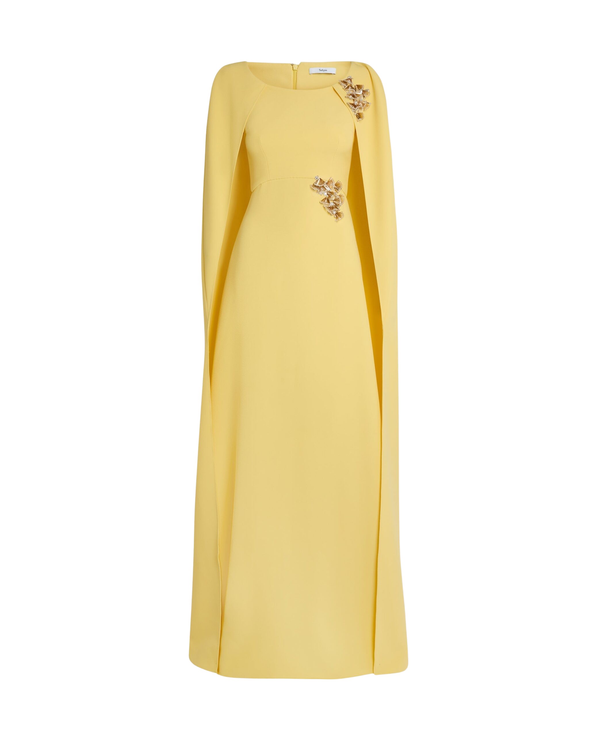 Safiyaa Yuna Long Dress in Aspen Gold with Gold