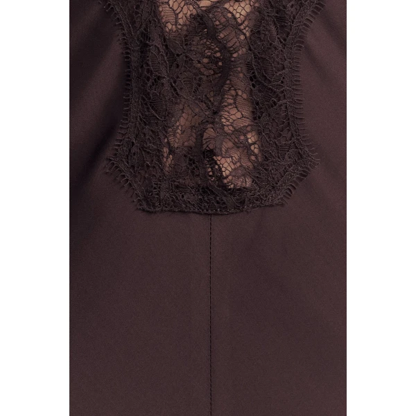 Cowl neck maxi dress with lace detailing in ivory in a LENZING  ECOVERO  Viscose with a luxurious matte finish.
