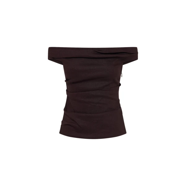 Shona Joy Brown Tops luxury Clothing from Coveti Marketplace