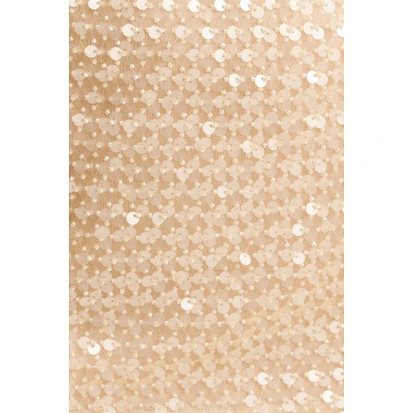 Cropped cami in a macadamia sequin and bead embellished mesh.