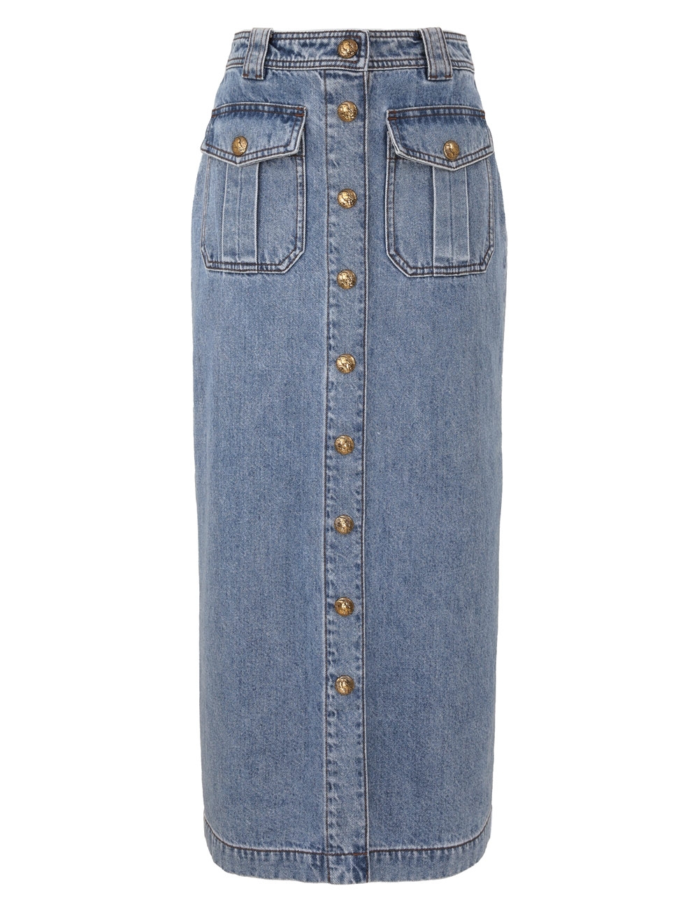 Zimmermann Denim Pencil Midi Skirt