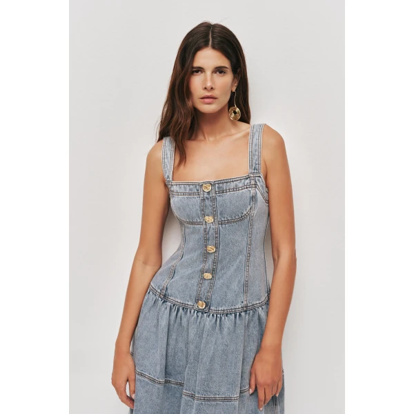 Aje Birch Denim Midi Dress, view 3