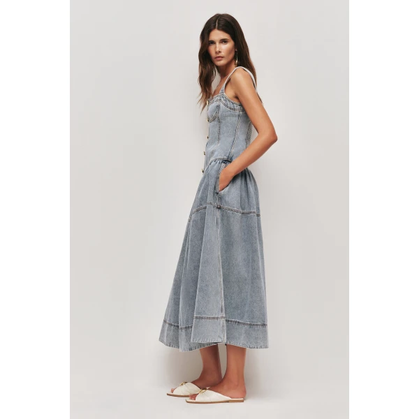 Aje Birch Denim Midi Dress, view 4
