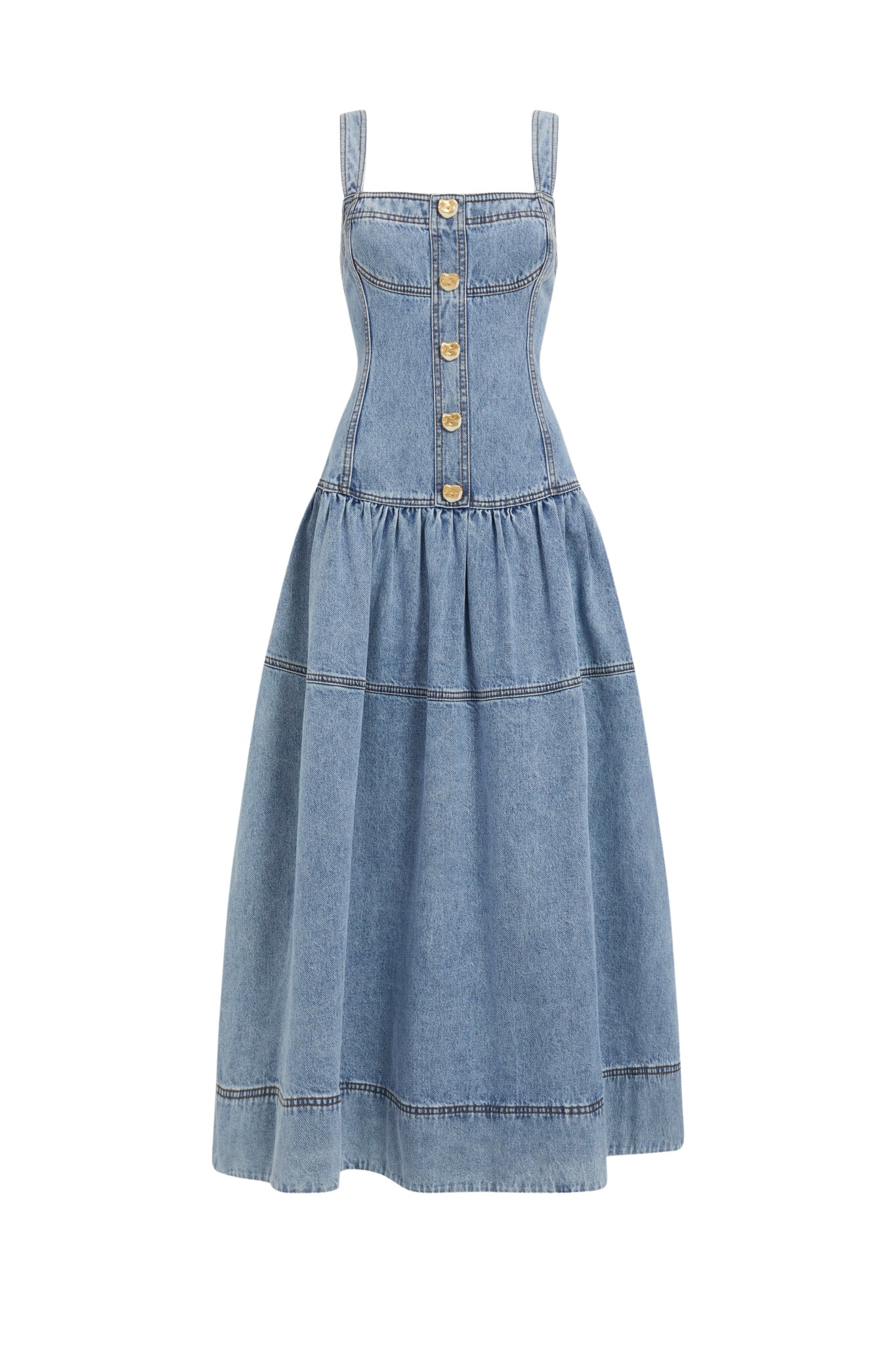 Aje Birch Denim Midi Dress