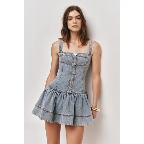 Aje Birch Denim Mini Dress, view 3