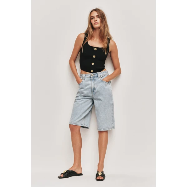 Aje Marlow Denim Bermuda Short, view 2