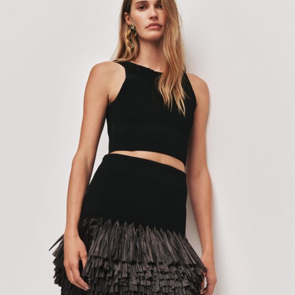 Agave Knit Raffia Mini Skirt