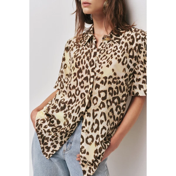 Aje Atomic Short Sleeve Silk Shirt, view 4