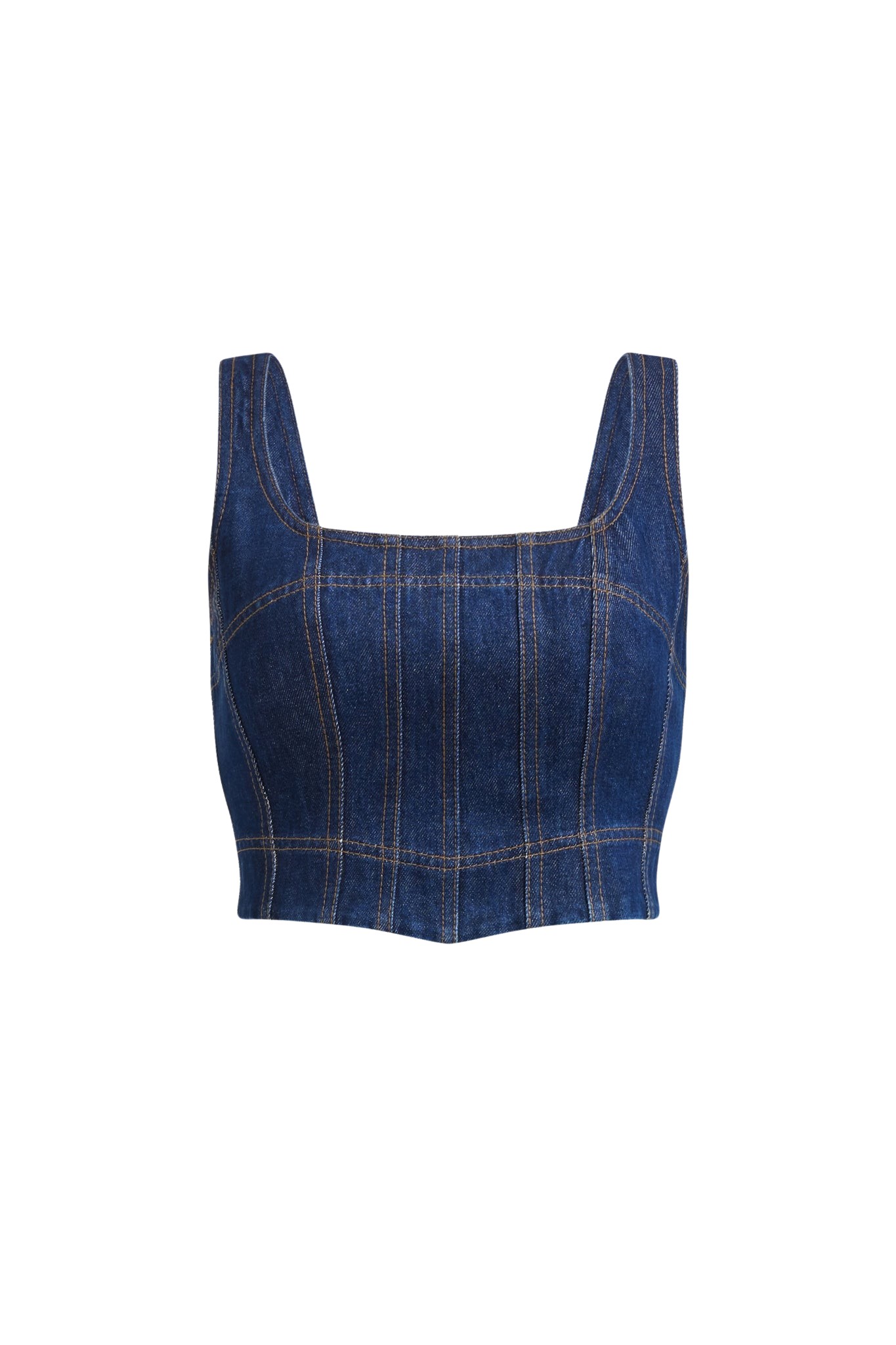 Aje Briar Denim Bustier Top