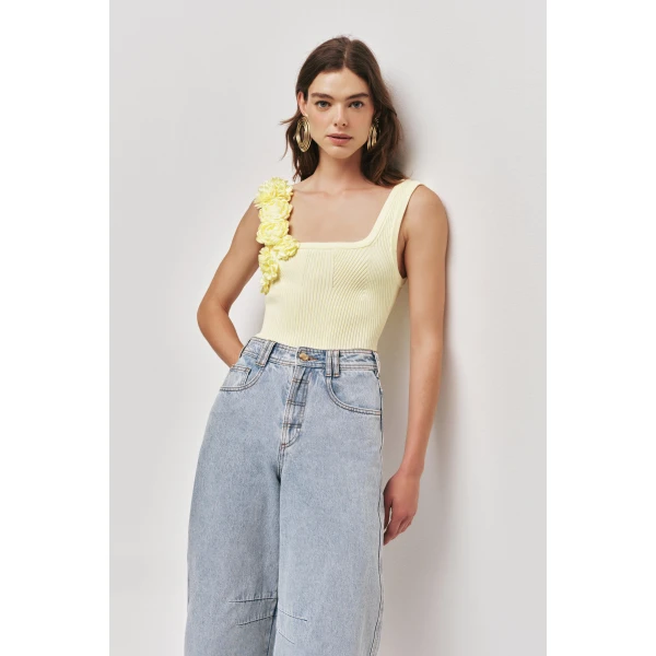 Aje Emmy Flower Knit Tank, view 3